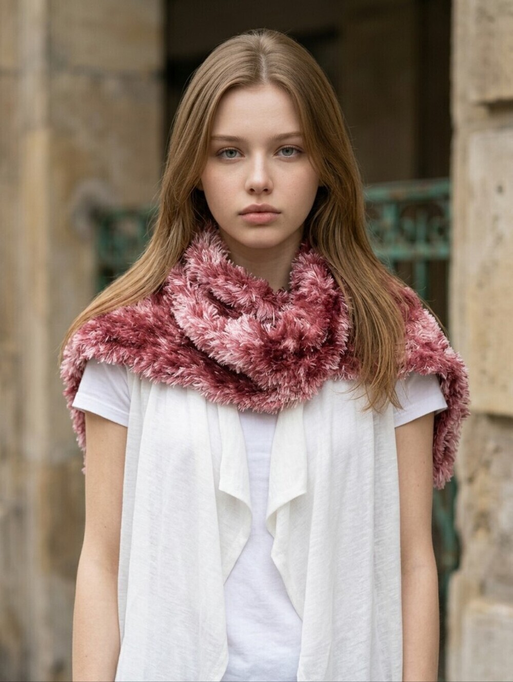 NWT Cejon Rose Eyelash Knit Scarf